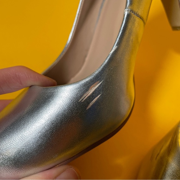 Silver Faux Leather Pumps - Picture 7 of 10